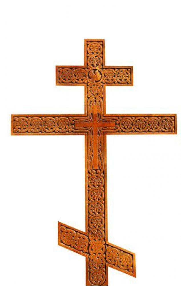 Крест на могилу сосновый «Виноград с голубкой»