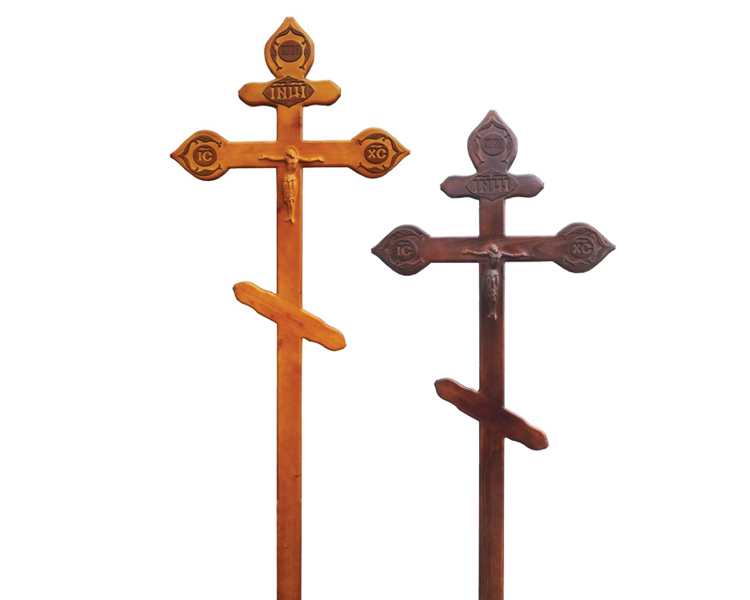 Крест на могилу сосновый фигурный с орнаментом
