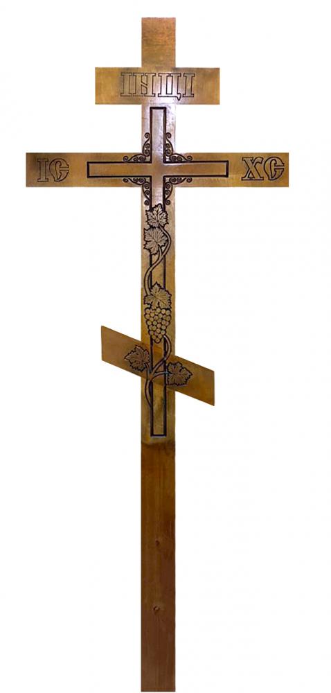 Крест на могилу сосновый «Виноградная лоза»