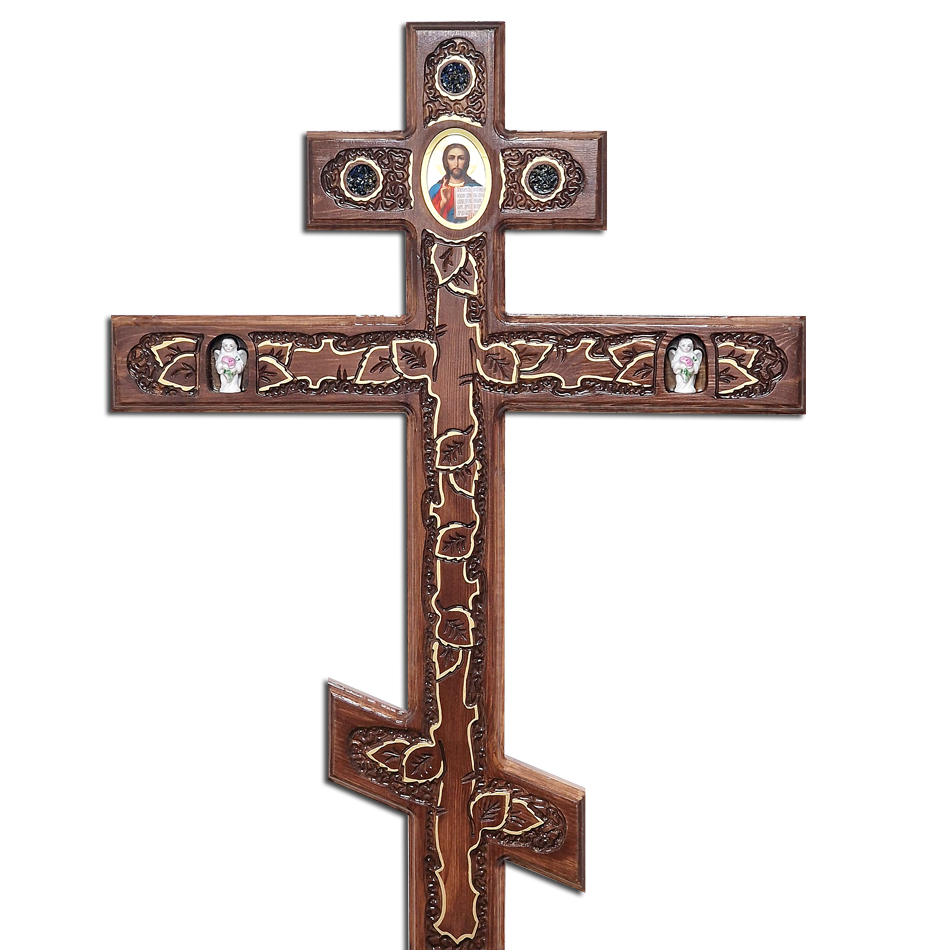 Крест на могилу сосновый средний «Ангел»