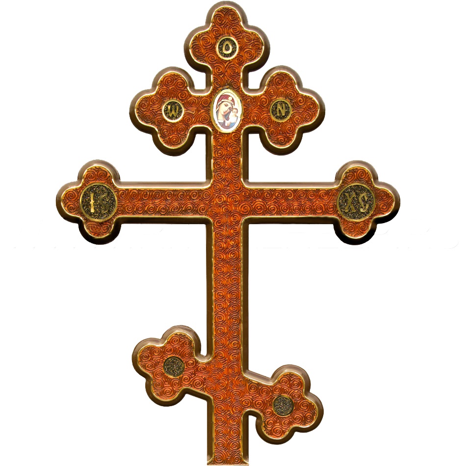 Крест на могилу сосновый фигурный с Богородицей