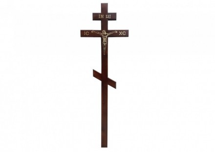 Крест на могилу сосновый прямой с распятием фольга