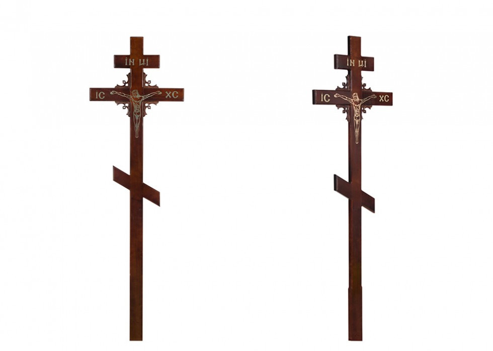 Крест на могилу сосновый прямой «Угловой узор»