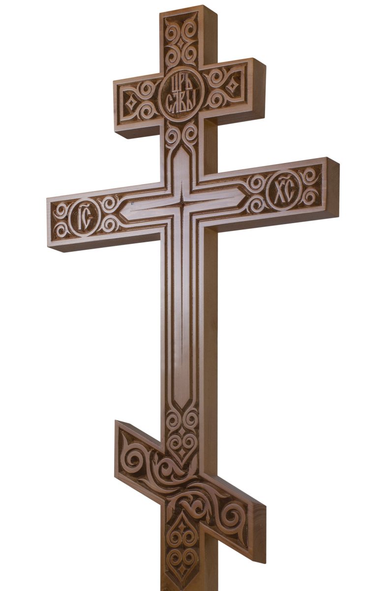 Крест на могилу сосновый прямой «Узоры»